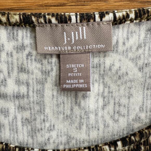 J. Jill Wearever Collection Stretch Dress Tribal SZ SP Soft Neutral Knee Midi - Picture 3 of 6